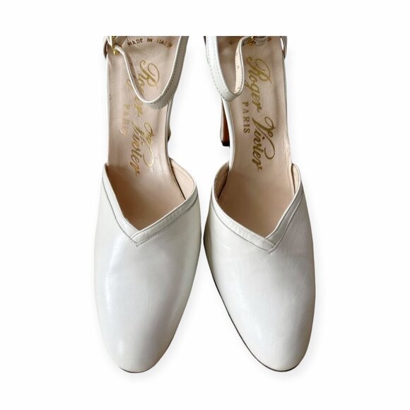 Vintage Roger Vivier White Leather Ankle Strap Heels – Made in Italy, 1960s–70s - Picture 13 of 16